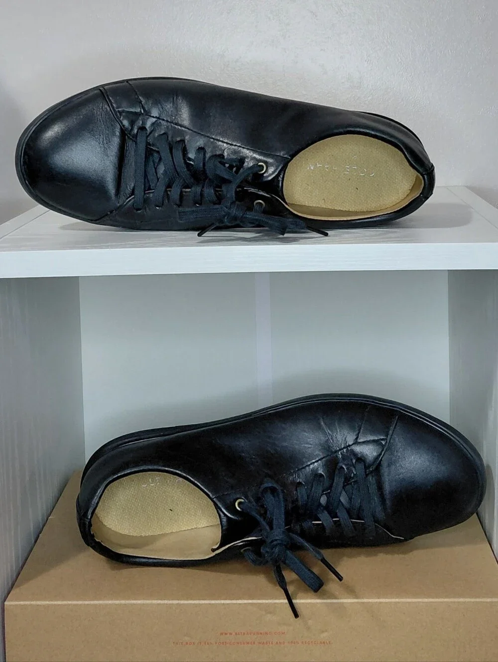 Cole Haan 9.5W Men's Black Leather Derby Shoes – Sleek Lace-Up Oxford Sneakers